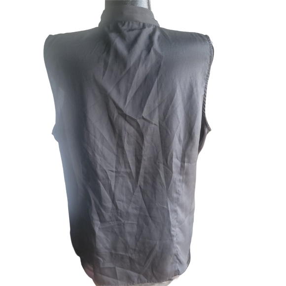 Pure Alfred Sung Black Sleeveless Blouse with Tie Neck XXL - Picture 5 of 6
